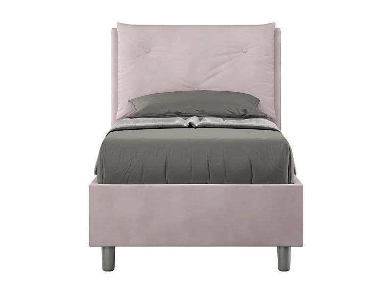 Letto con rete imbottito 90x210 microfibra glicine Appia