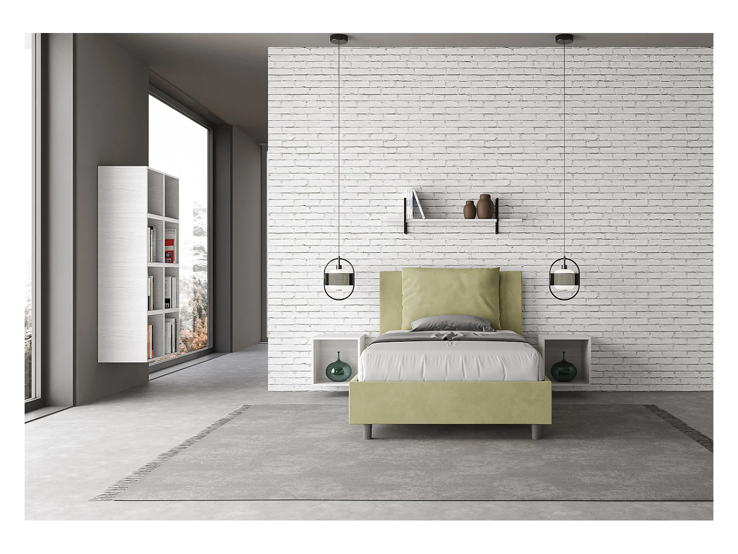 Cama Antea 110x210 con base de té verde