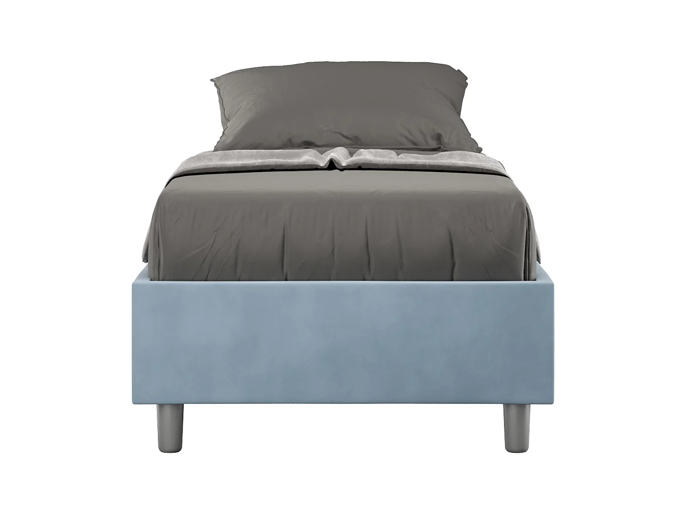 Lit Sommier sans sommier capitonné 80x190 Azelia microfibre bleu