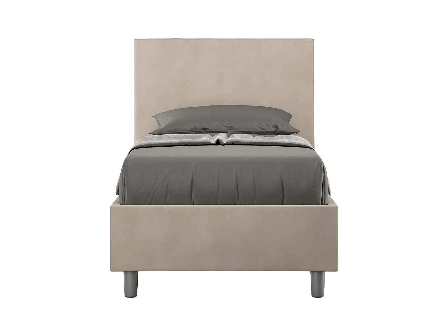 Letto con rete imbottito 90x190 microfibra sabbia Adele