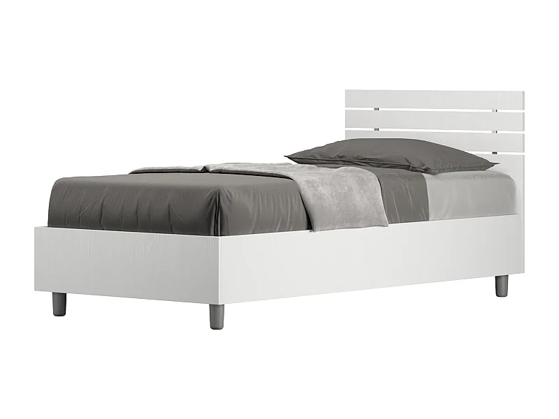 Letto con rete 80x200 testata dritta con doghe bianco frassino Ankel