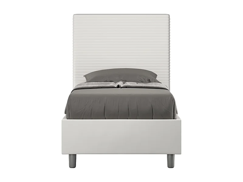 Letto senza rete imbottito 80x210 similpelle bianco Focus