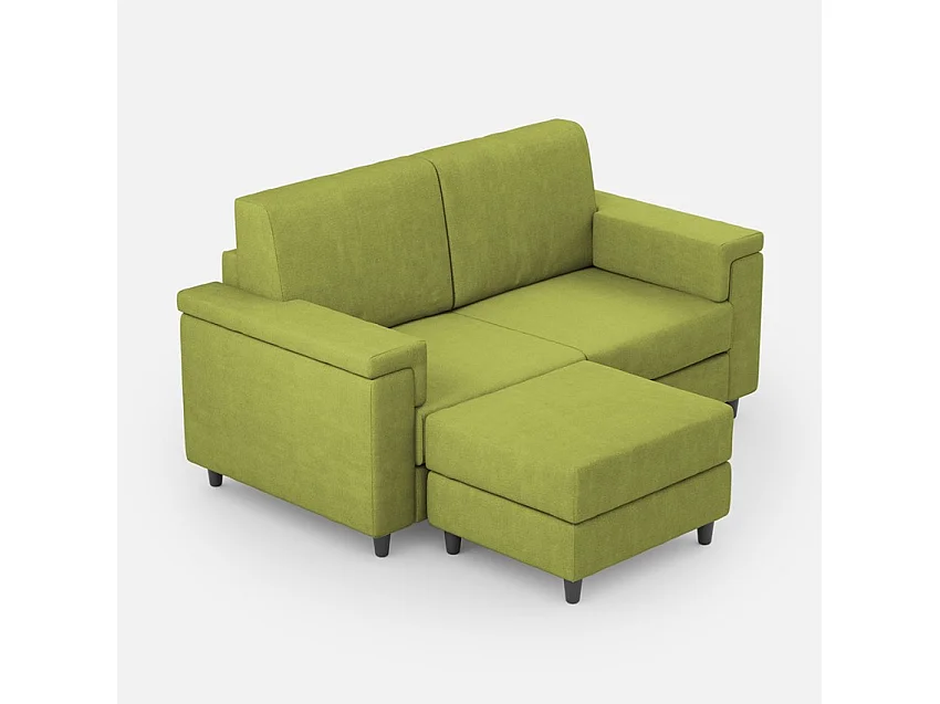 Lit capitonné microfibre ocre Adele 90x190 sans sommier