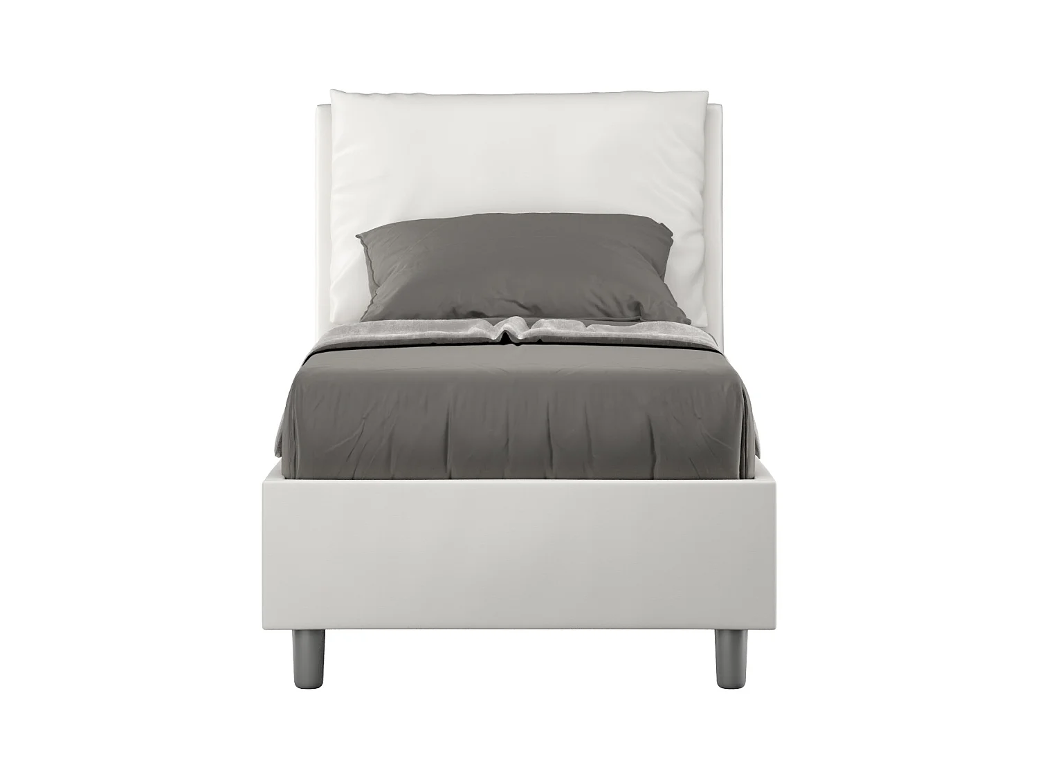 Cama sin somier tapizada símil piel blanca Antea 80x210