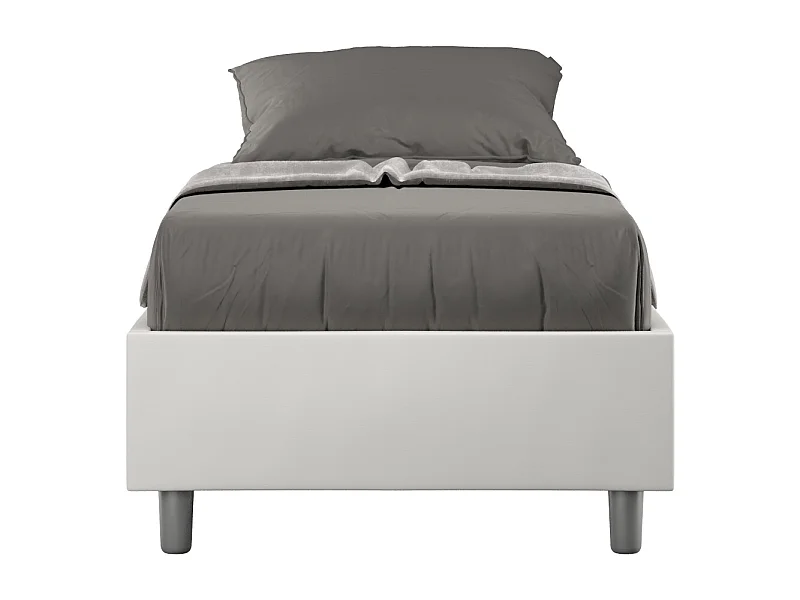 Letto Sommier senza rete imbottito 80x210 similpelle bianco Azelia