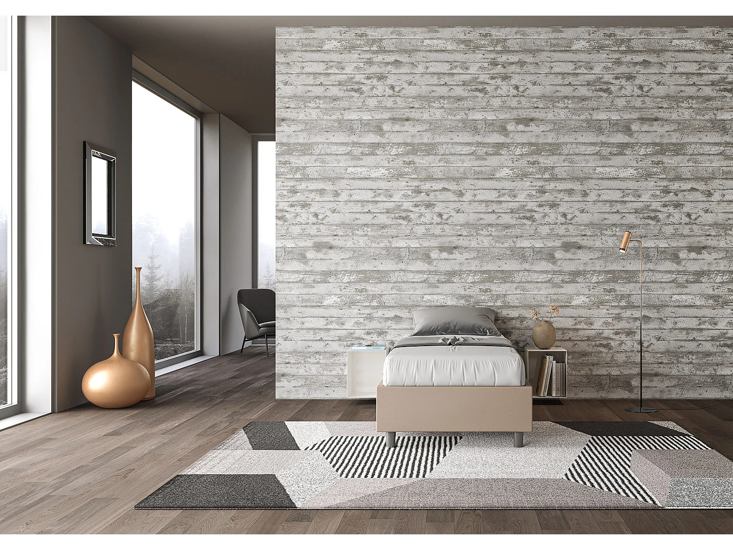 Letto Sommier senza rete imbottito 80x190 similpelle tortora Azelia