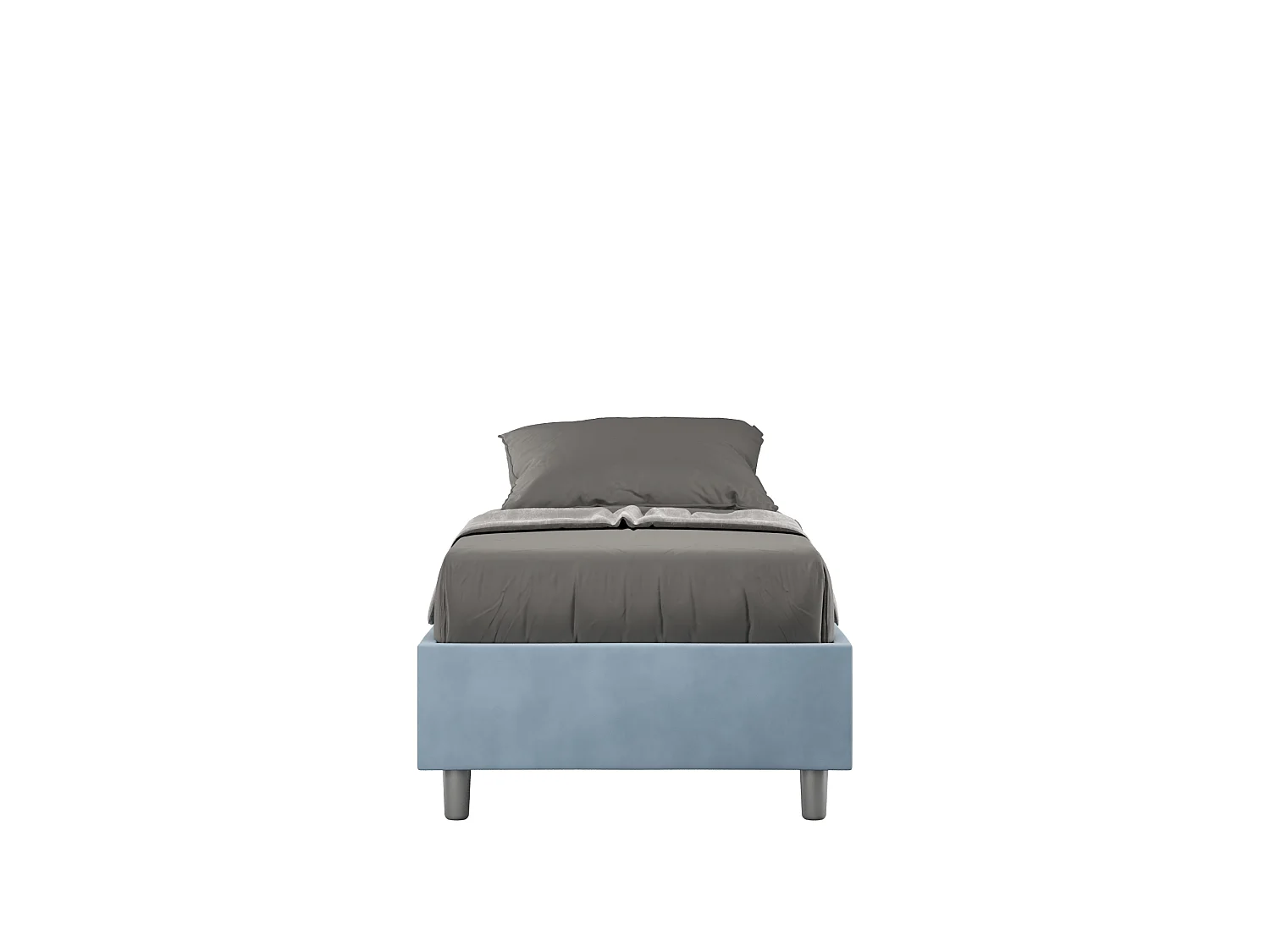 Letto Sommier con rete imbottito 80x190 microfibra azzurro Azelia