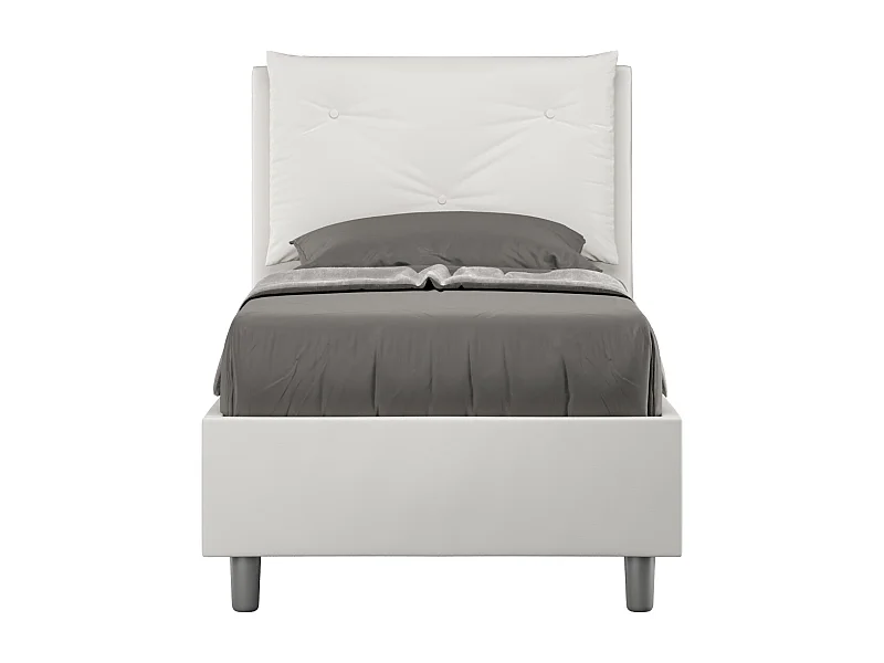 Cama tapizada símil piel blanca Appia sin somier 80x200