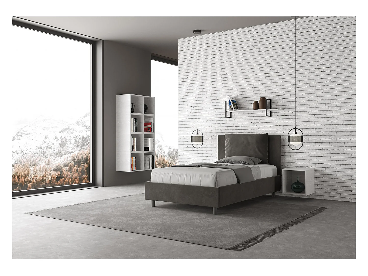 Letto Antea 110x190 con rete grigio