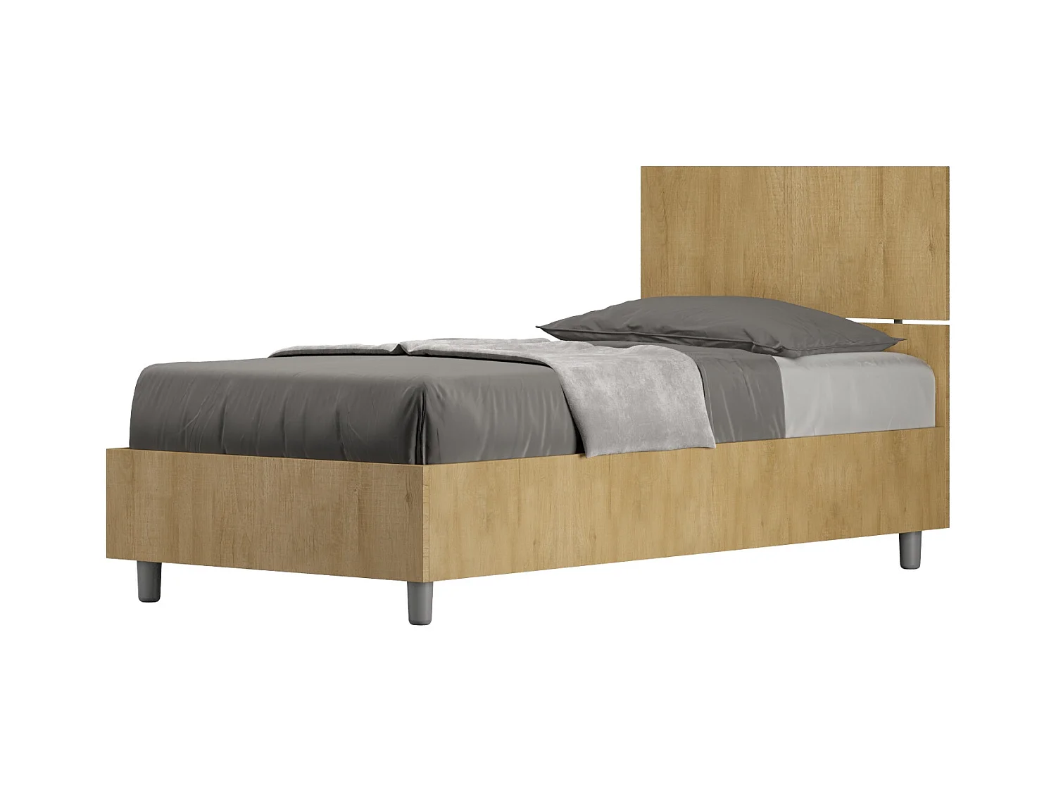 Letto con rete 80x190 testata dritta quercia Demas