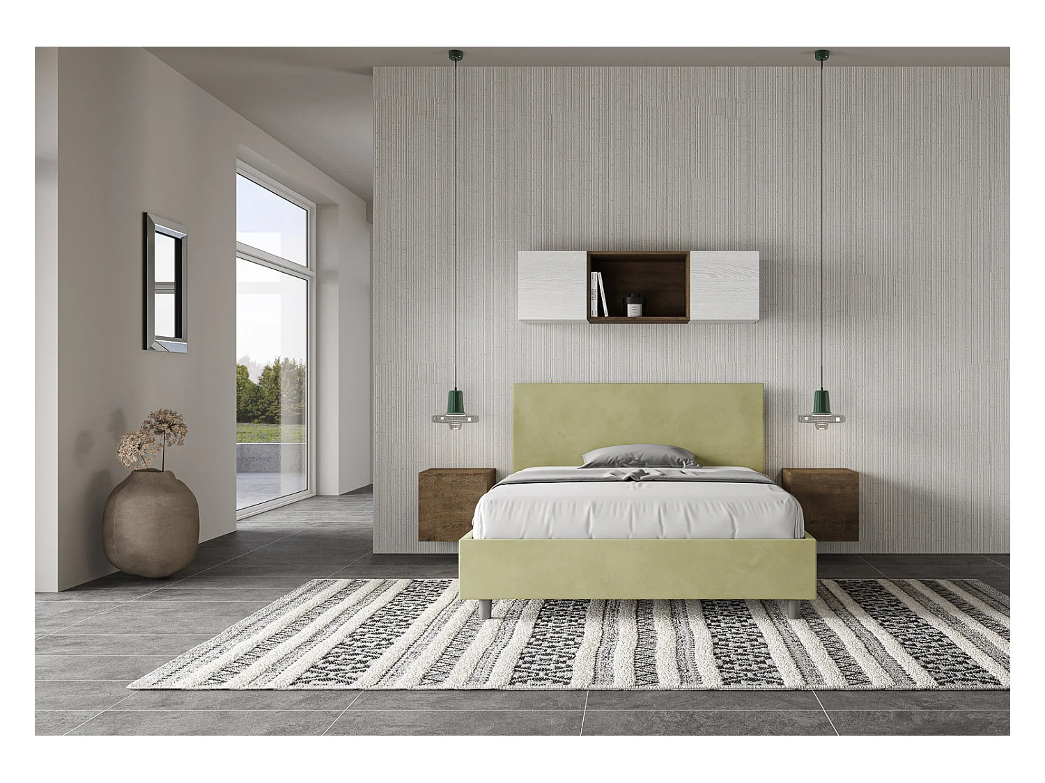 Lit Adele 130x210 avec sommier thé vert