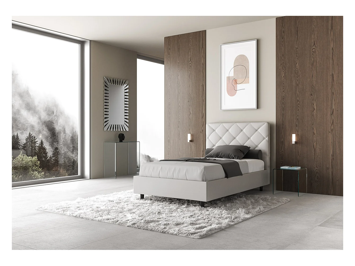 Lit Priya 100x210 avec sommier blanc