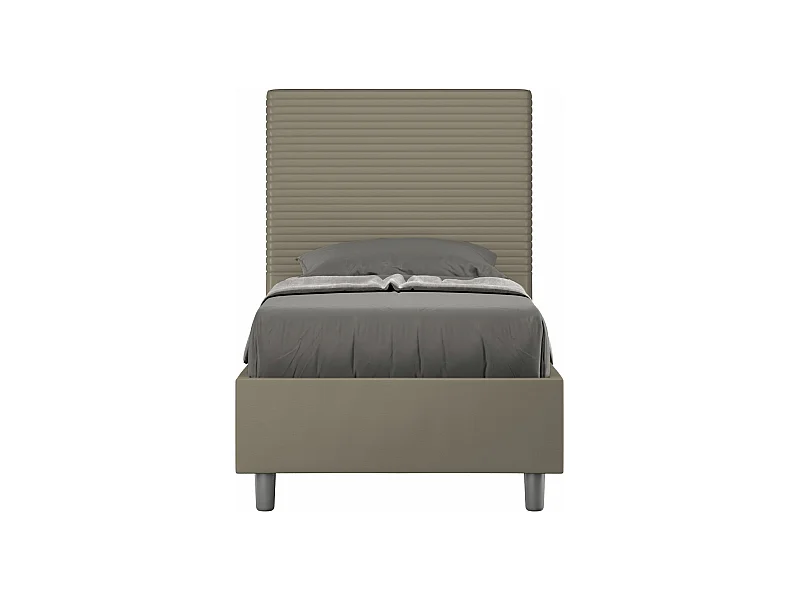 Lit Focus sans sommier rembourré 90x190 simili cuir cappuccino