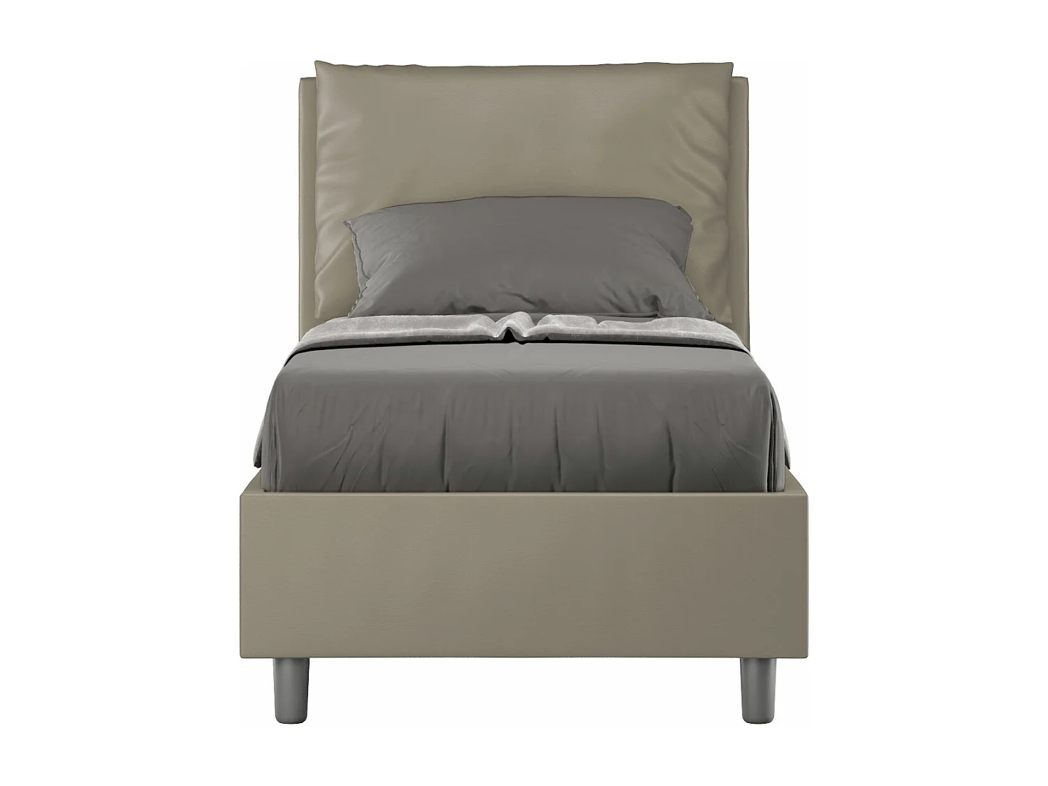 Cama estofada em imitação de pele Antea cappuccino sem base 80x200