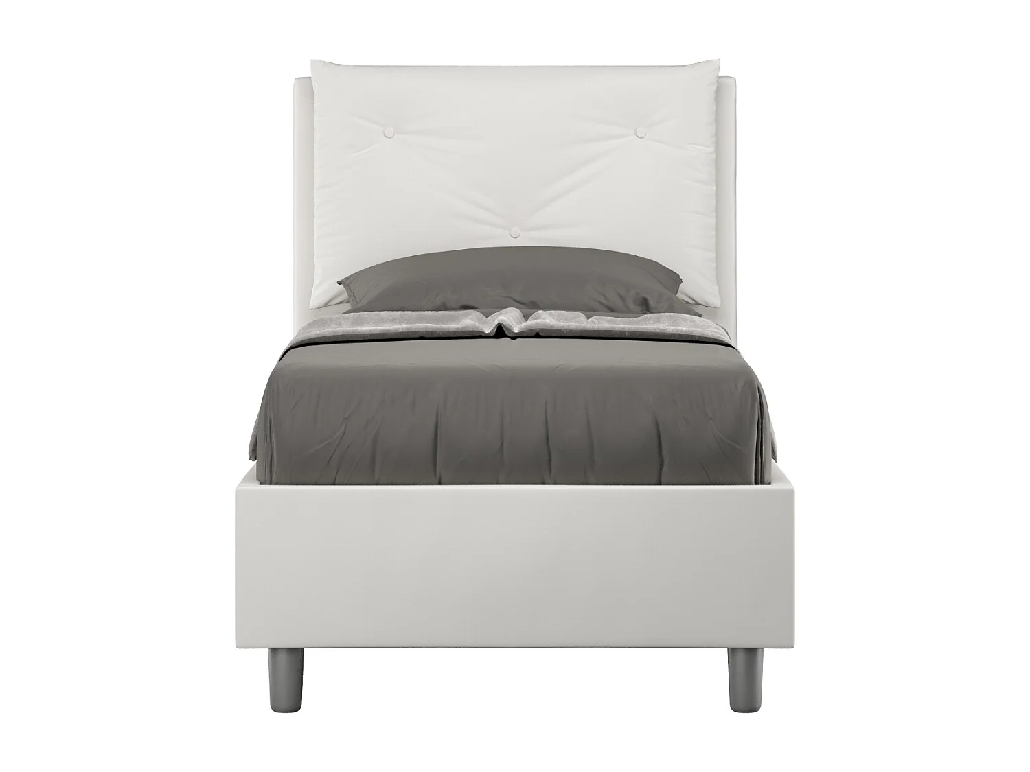 Letto con rete imbottito 80x200 similpelle bianco Appia