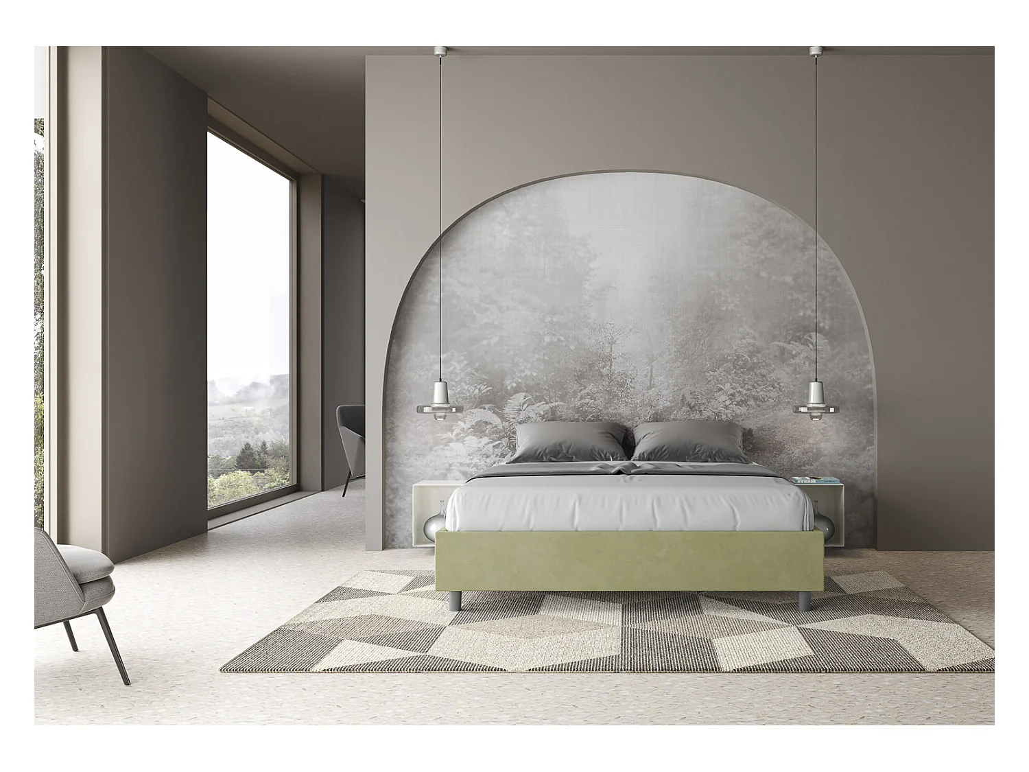 Letto Azelia Sommier 170x210 senza rete tè verde