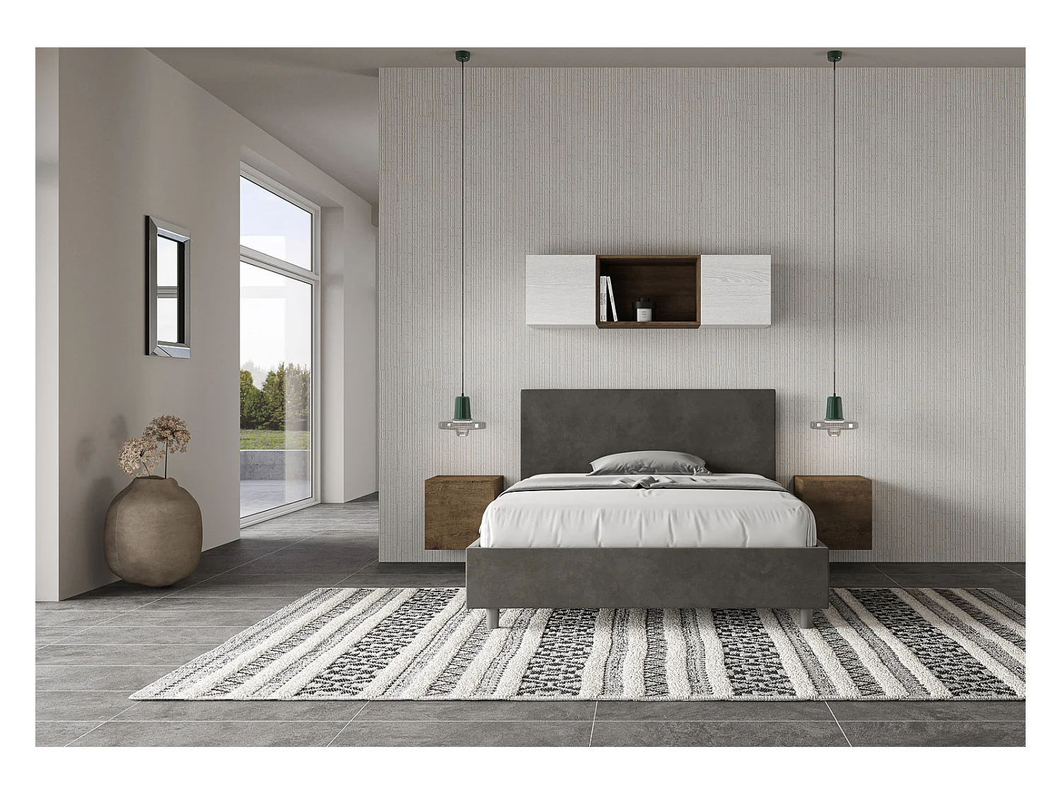 Lit Adele 130x200 sans sommier gris