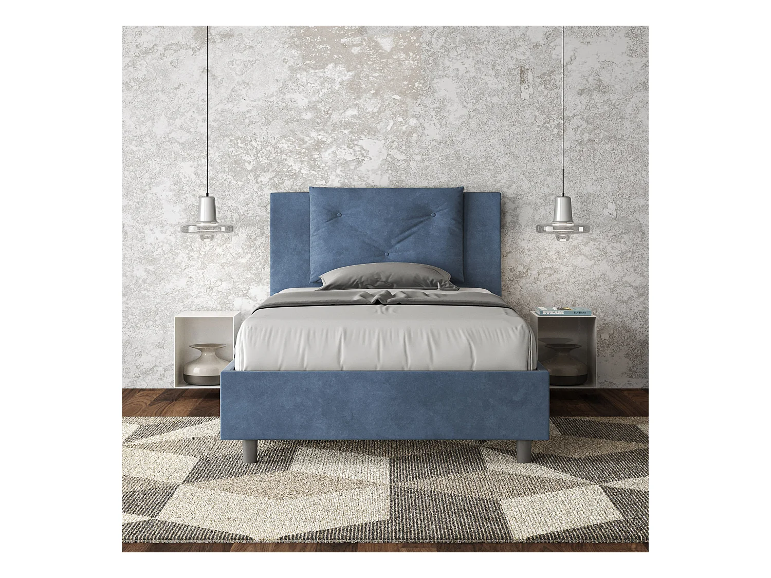 Cama Appia 100x210 con base azul