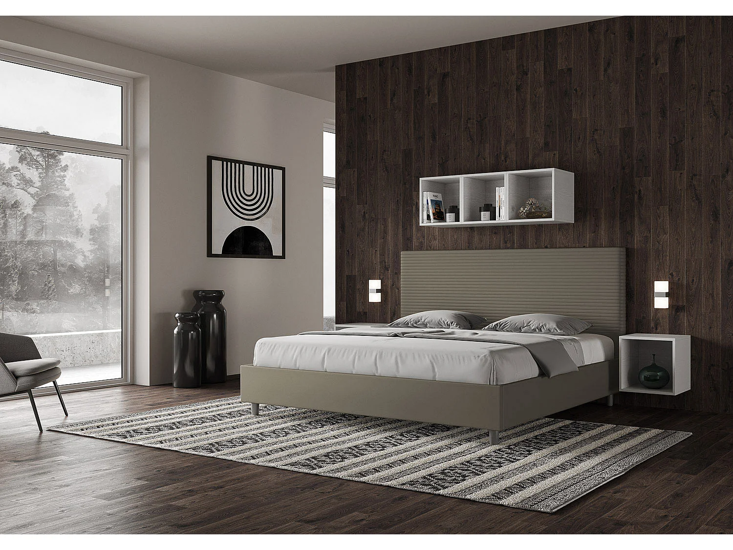 Letto Focus 190x200 rete e contenitore cappuccino