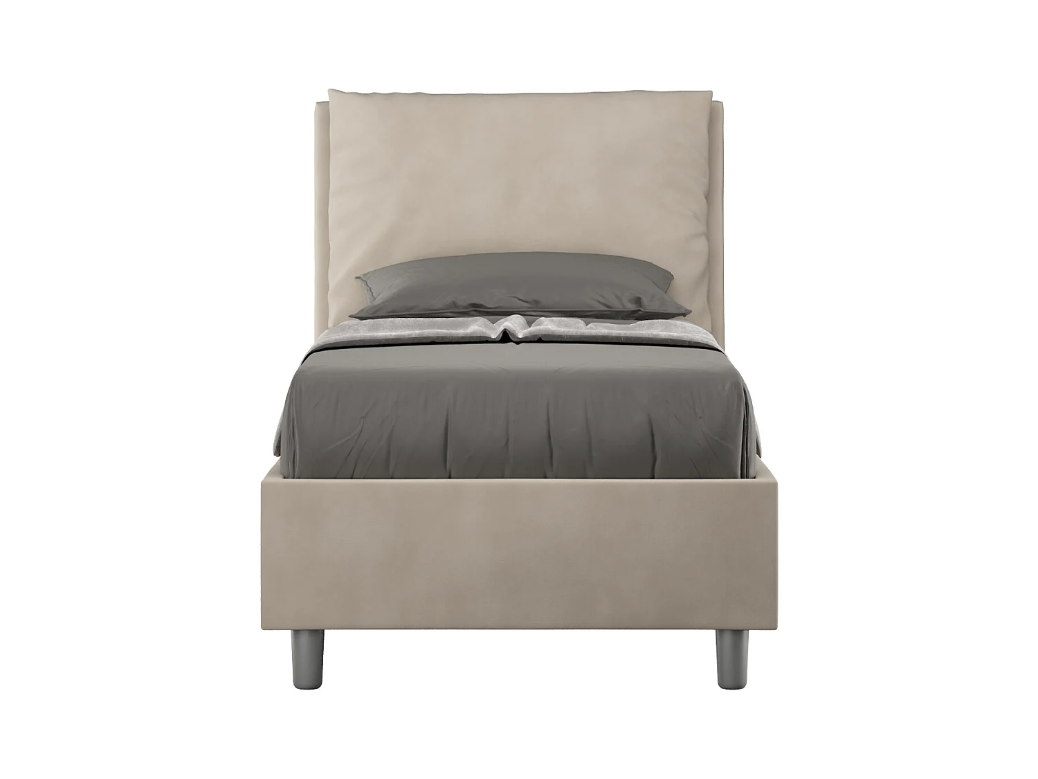 Antea-Bett ohne gepolsterte Basis 80x190 aus sandfarbener Mikrofaser