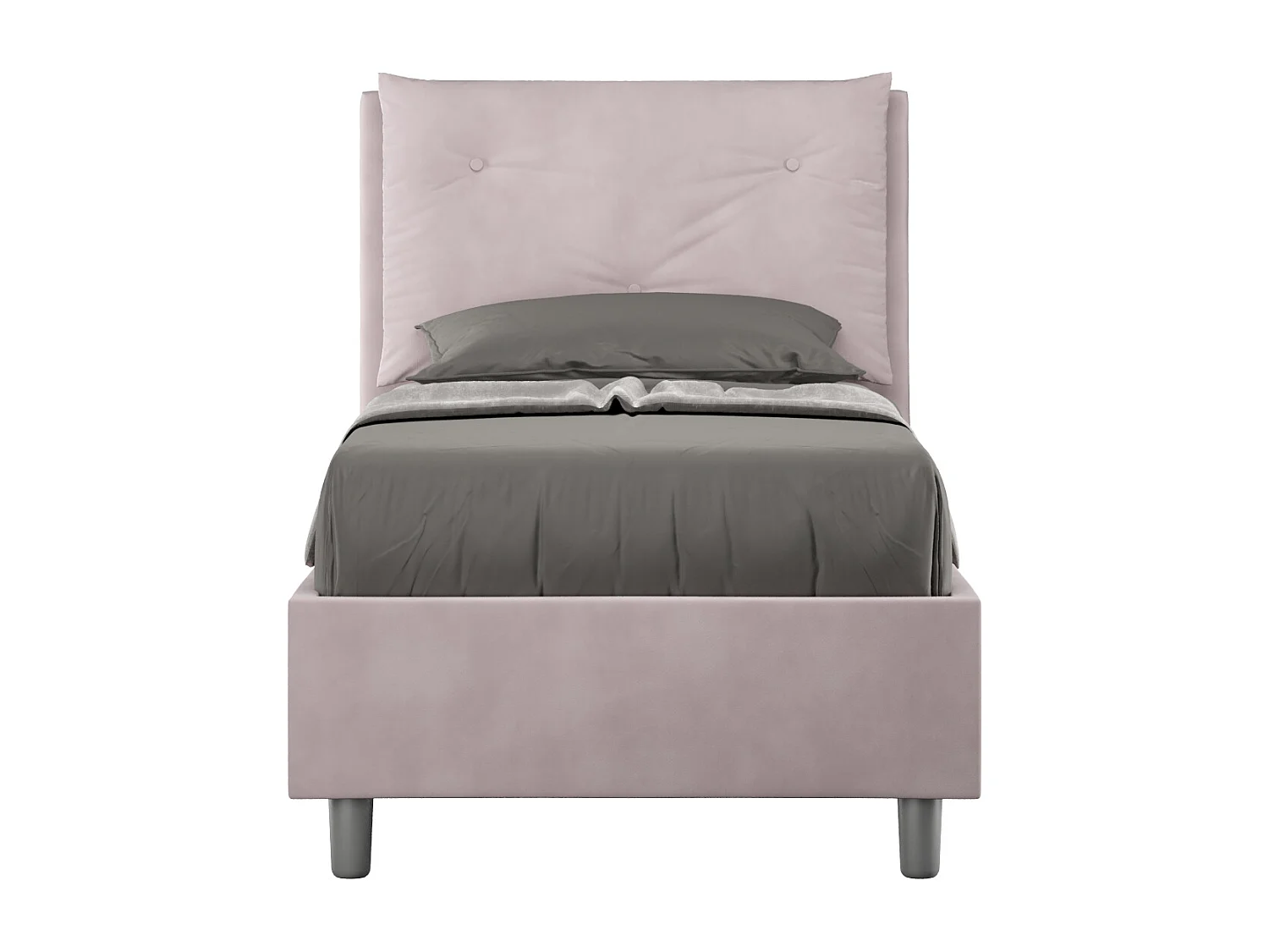 Letto con rete imbottito 90x200 microfibra glicine Appia