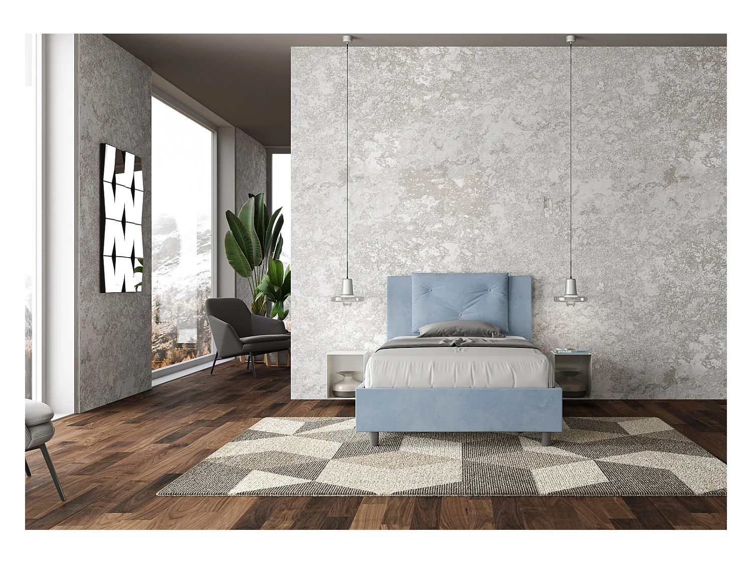 Lit Appia 110x200 sans sommier bleu clair