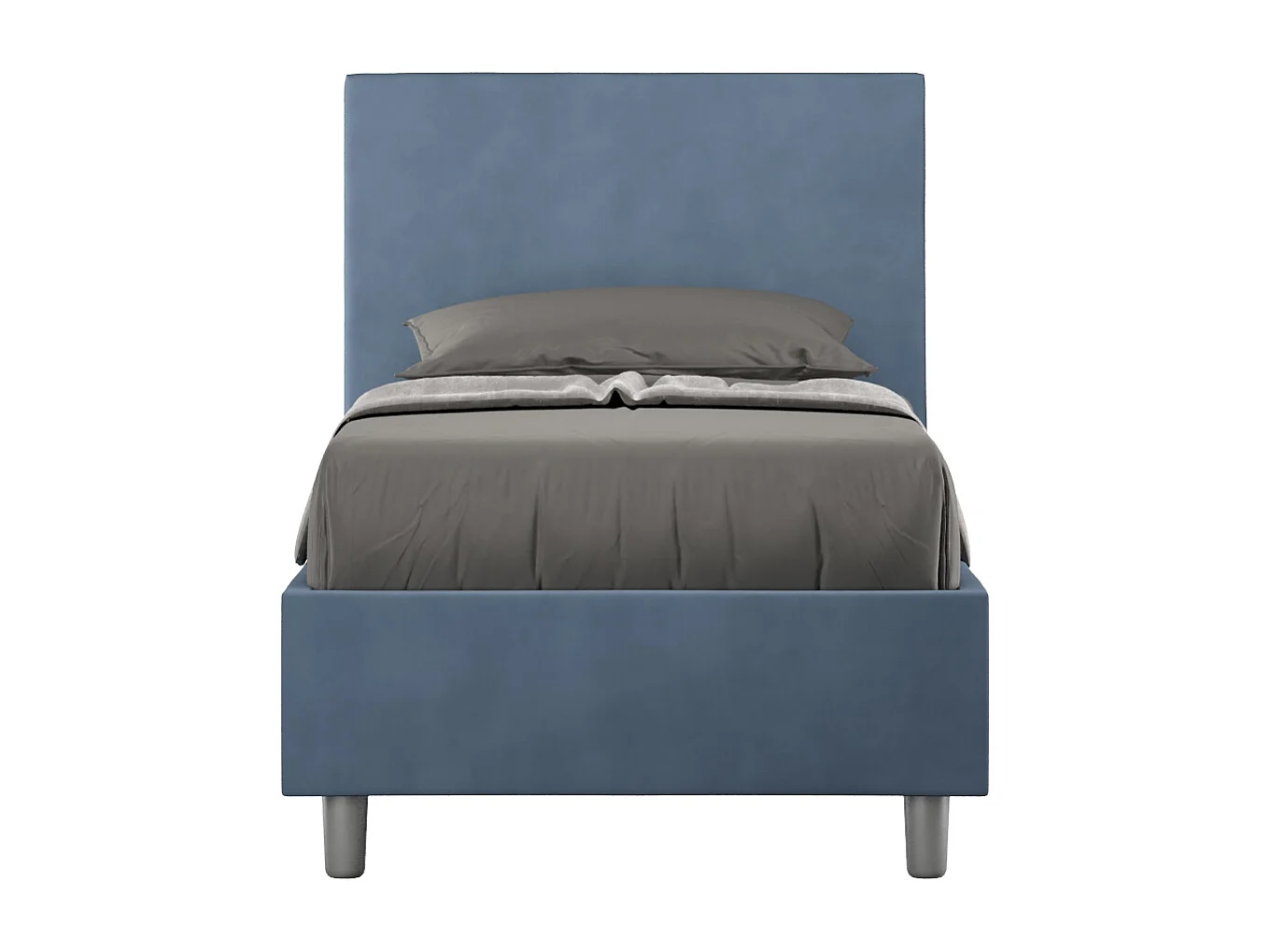 Lit capitonné microfibre bleu Adele sans sommier 80x210