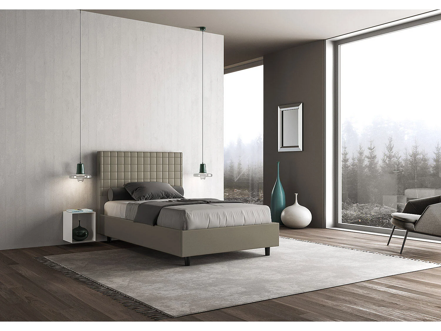 Letto Sunny 100x210 rete e contenitore cappuccino