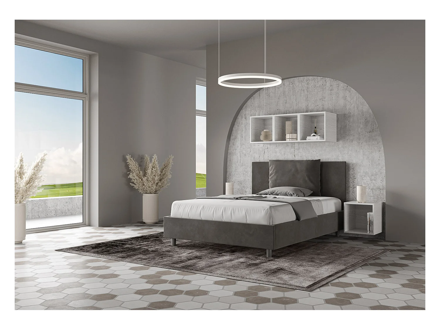 Cama Antea 150x200 con base gris