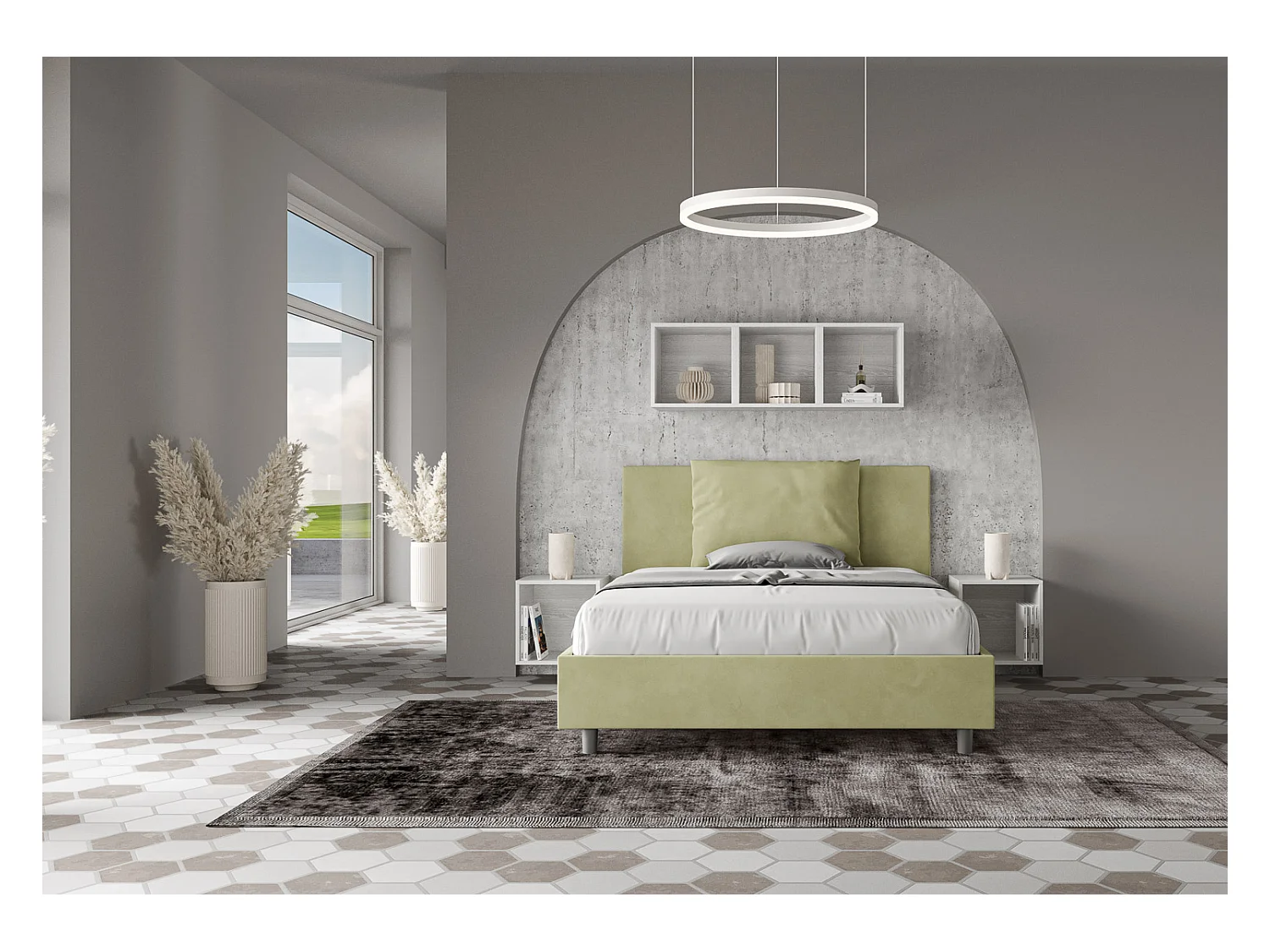 Letto Antea 150x200 con rete tè verde