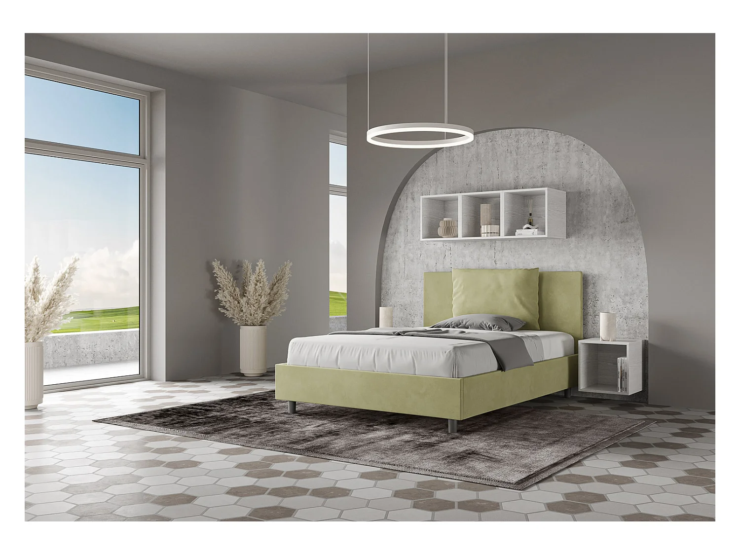 Letto Antea 150x200 con rete tè verde