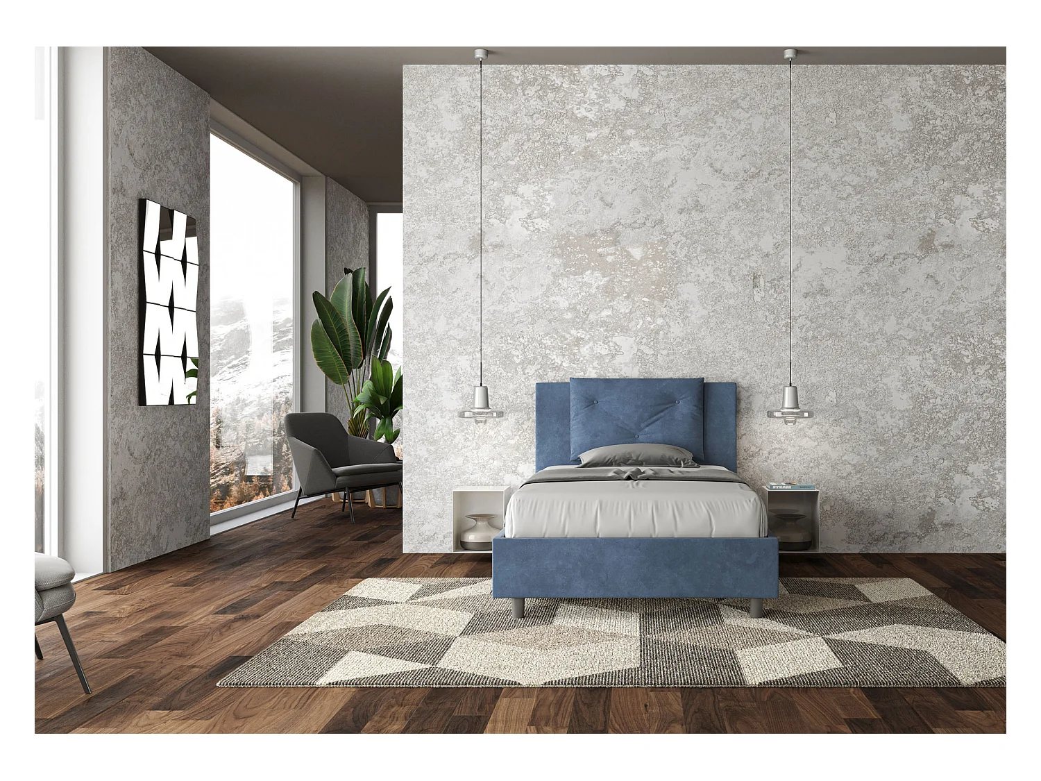 Cama Appia 110x210 base y contenedor azul
