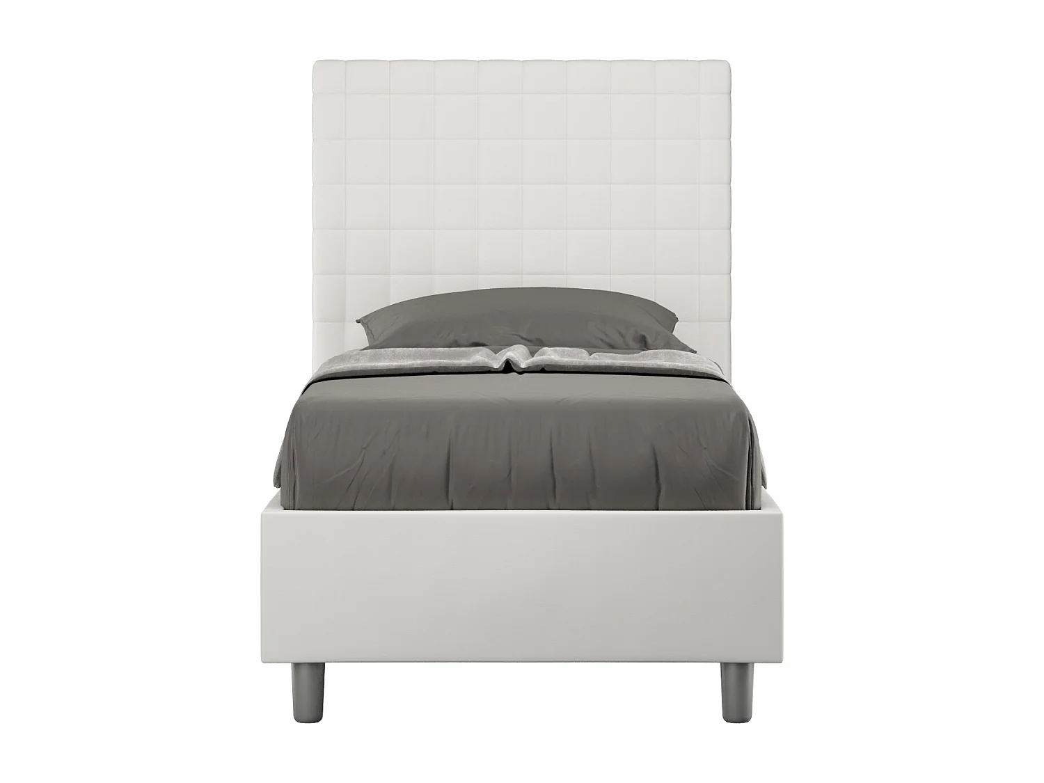 Letto con rete imbottito 80x210 similpelle bianco Sunny