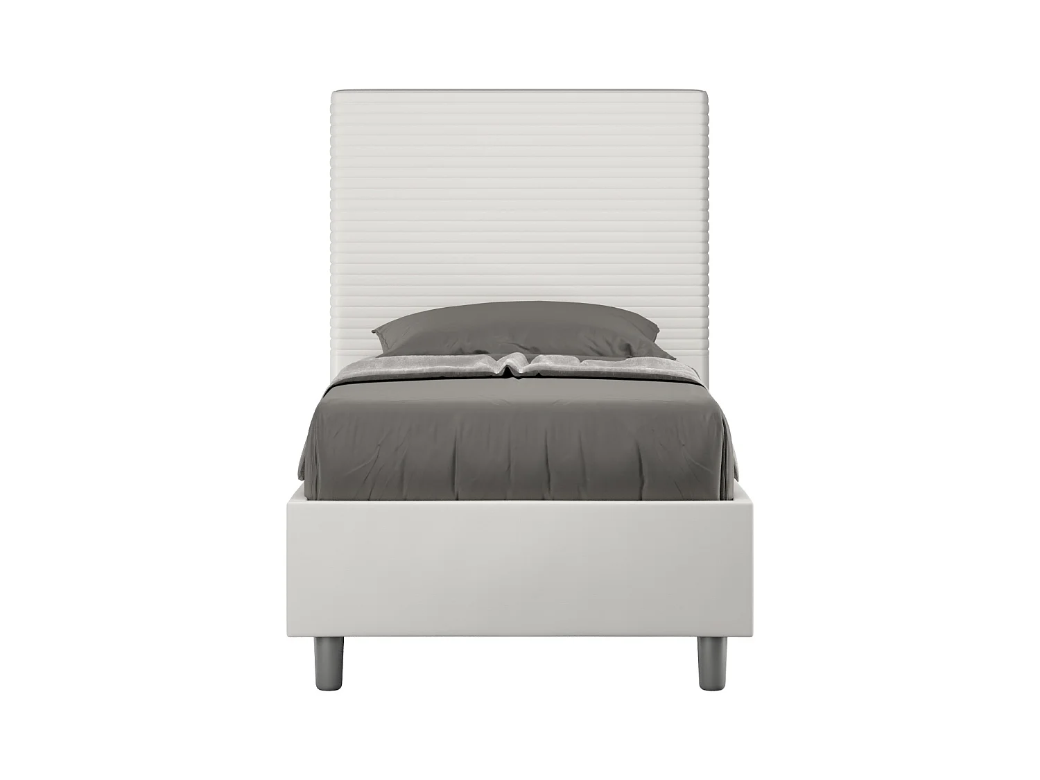 Cama acolchada sin somier 80x190 símil piel blanca Focus