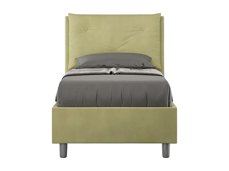 Letto senza rete imbottito 80x200 microfibra tè verde Appia