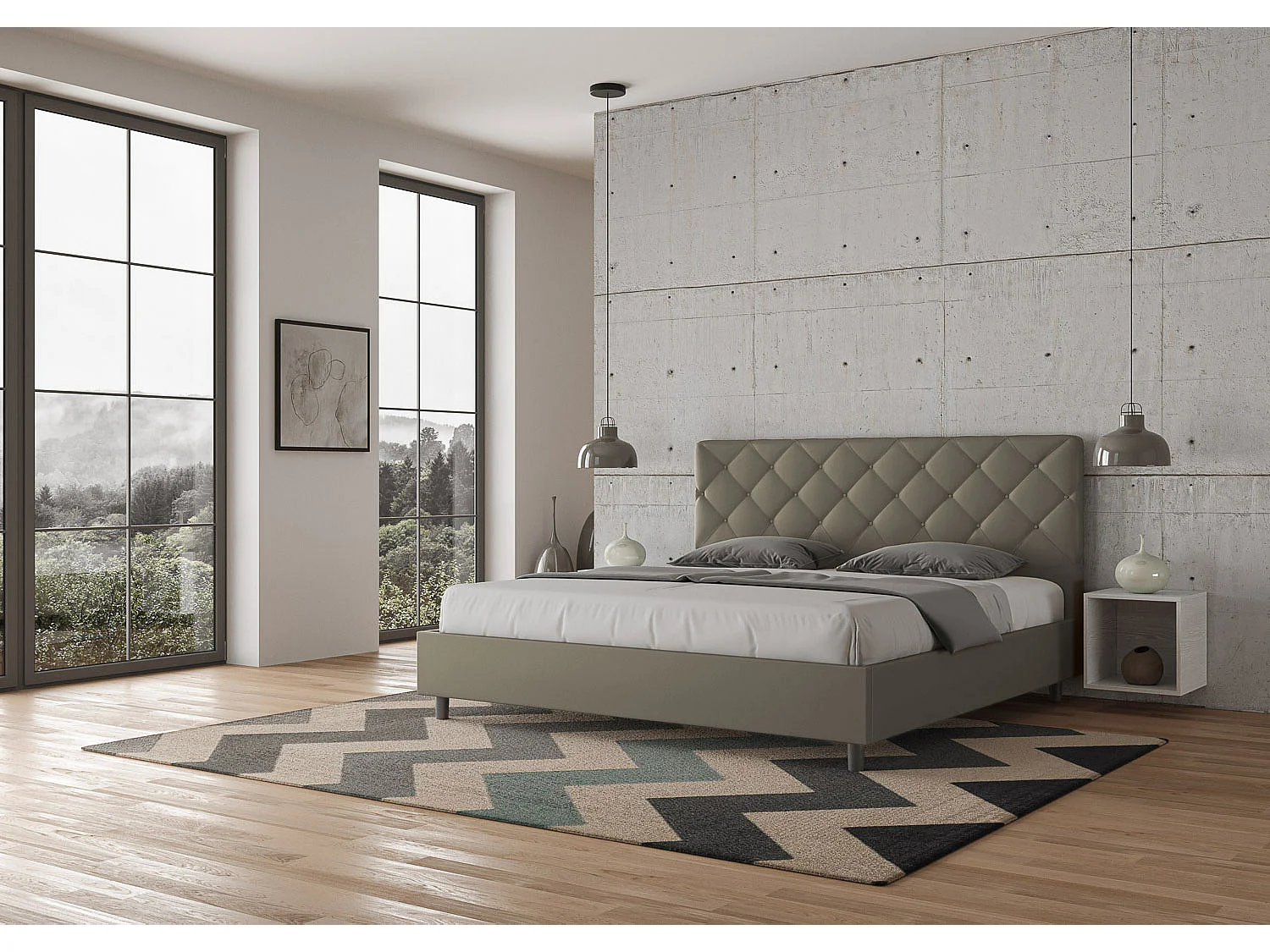 Cama Priya 190x190 con somier capuchino
