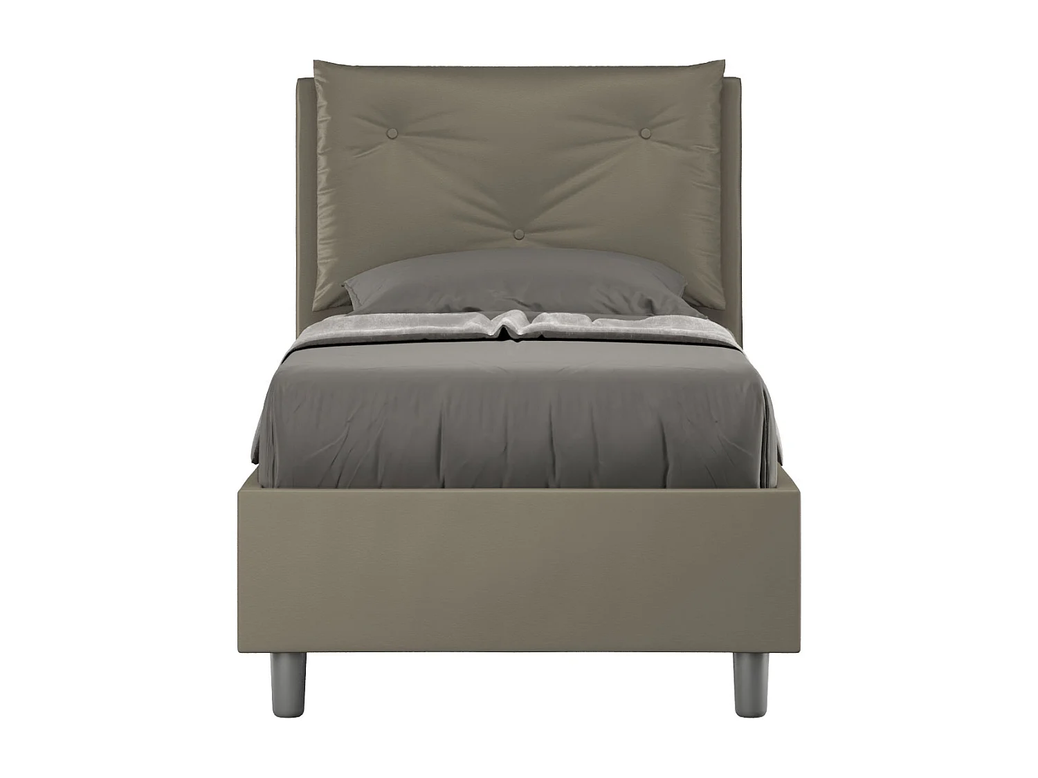 Cama Appia con base acolchada 80x200 en símil piel capuchino