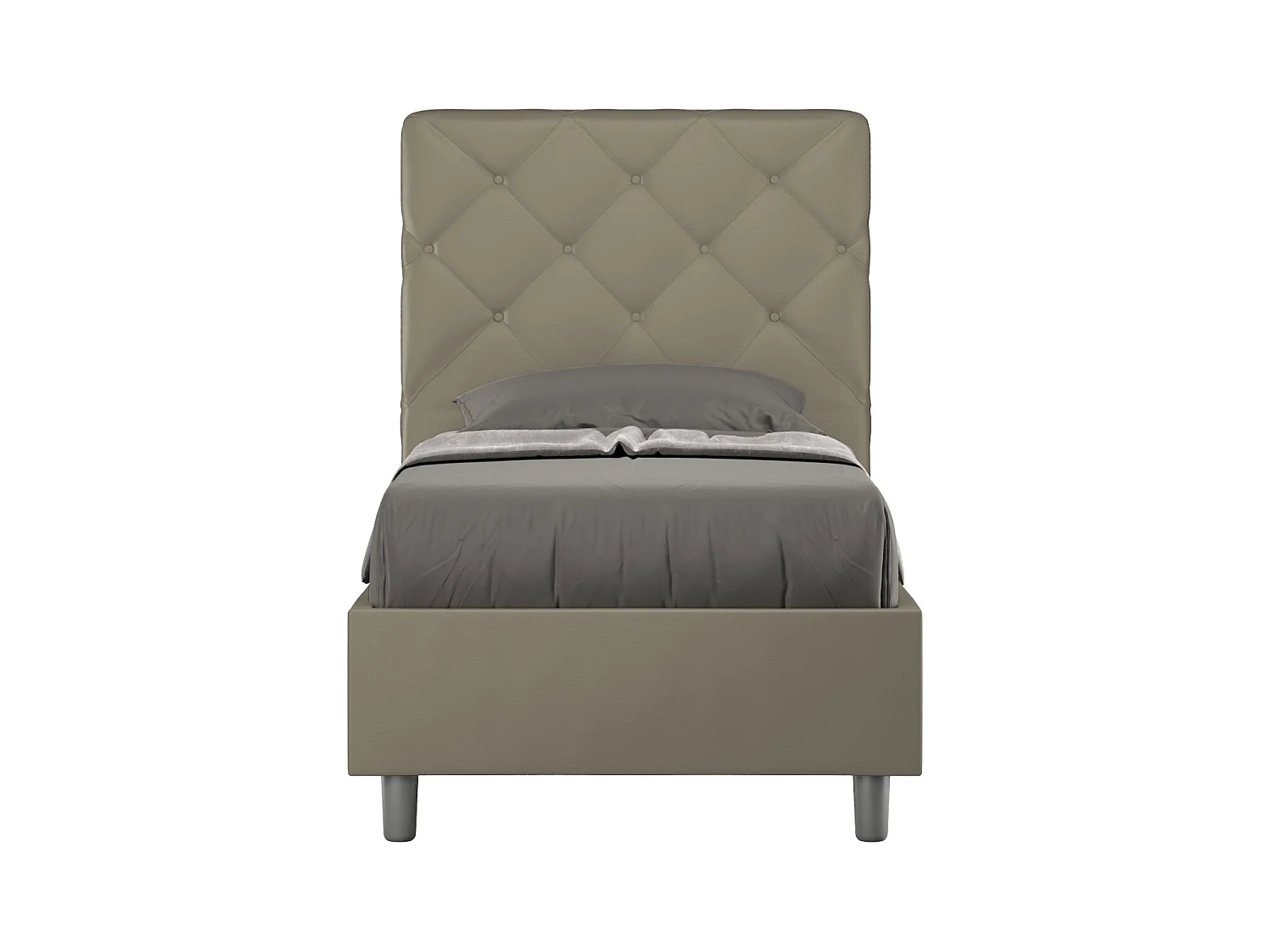 Letto con rete imbottito 80x200 similpelle cappuccino Priya