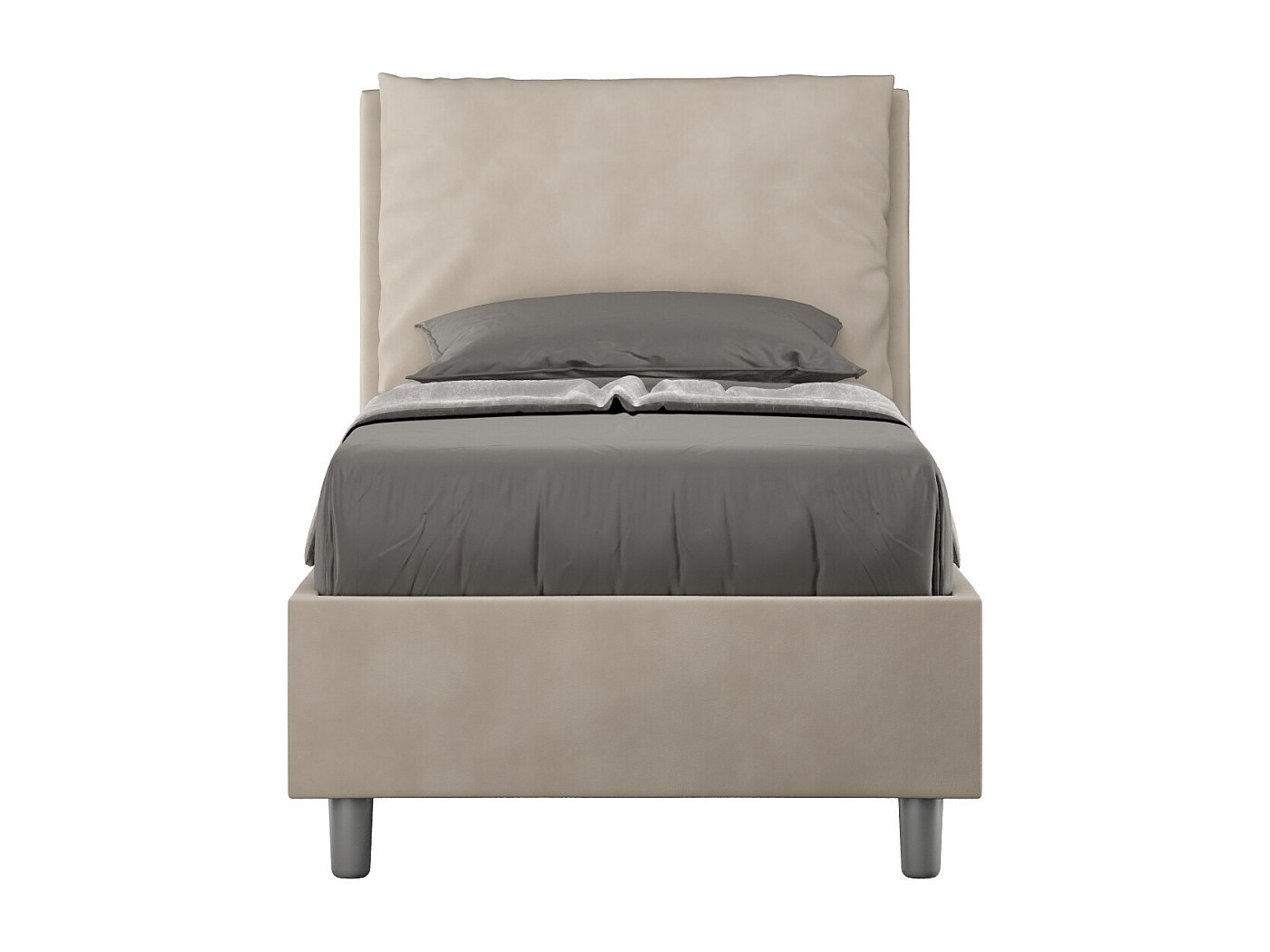 Letto con rete imbottito 90x200 microfibra sabbia Antea