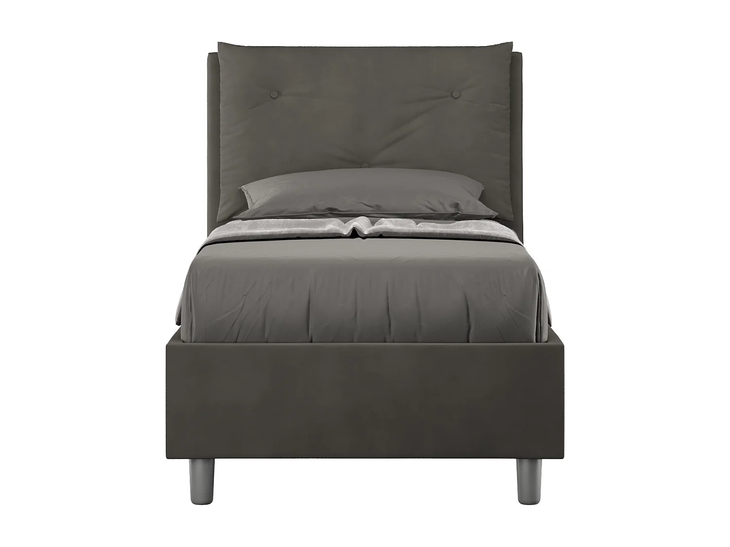 Lit microfibre gris Appia avec sommier rembourré 80x200