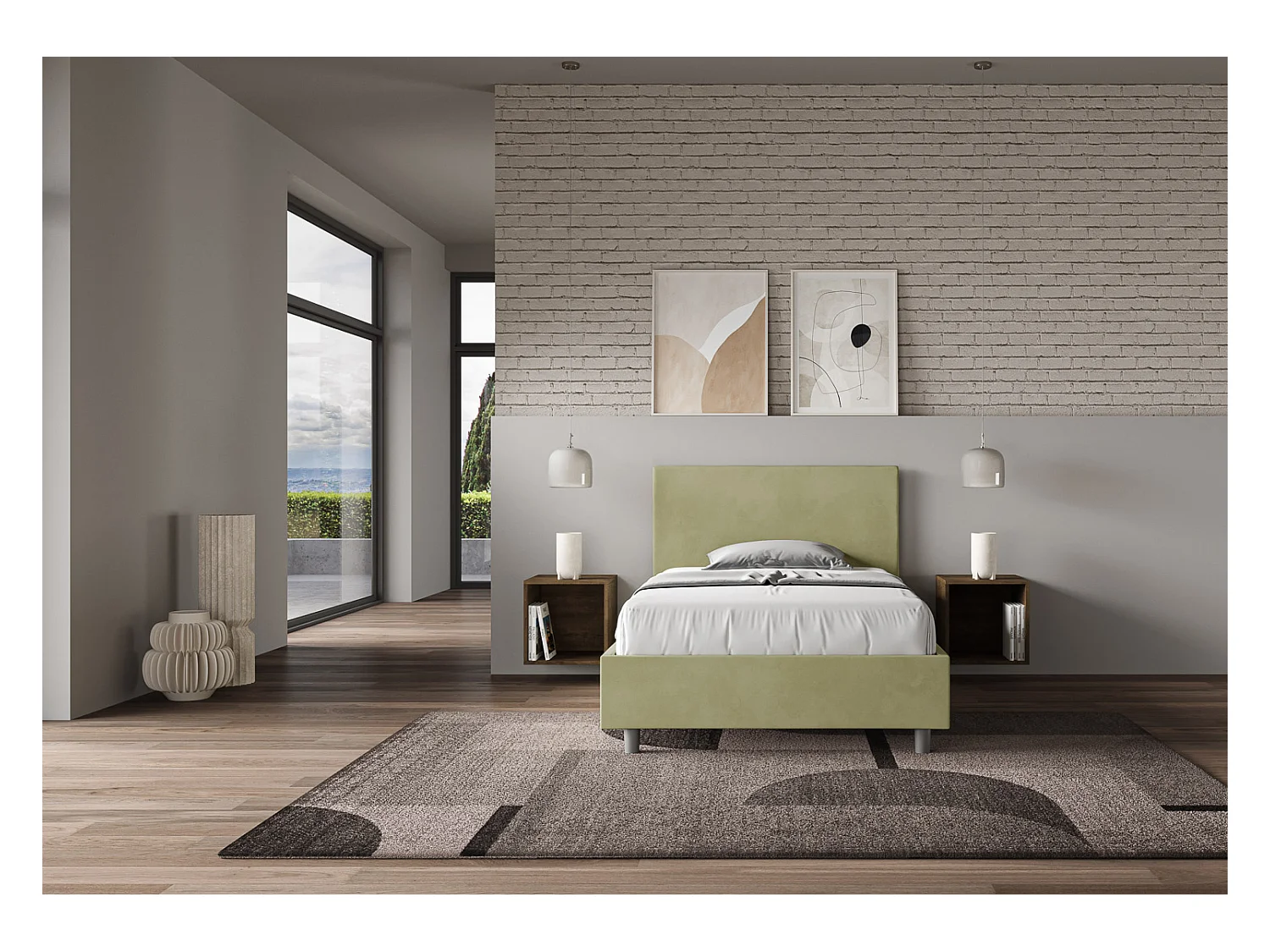 Letto Adele 100x210 con rete tè verde