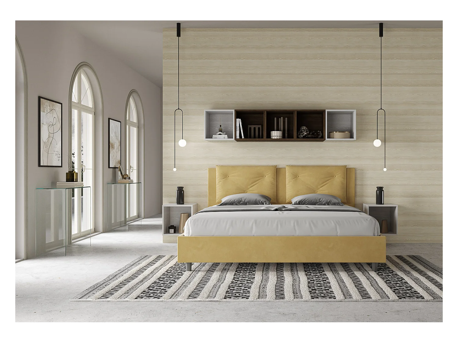 Cama Appia 190x210 con somier ocre