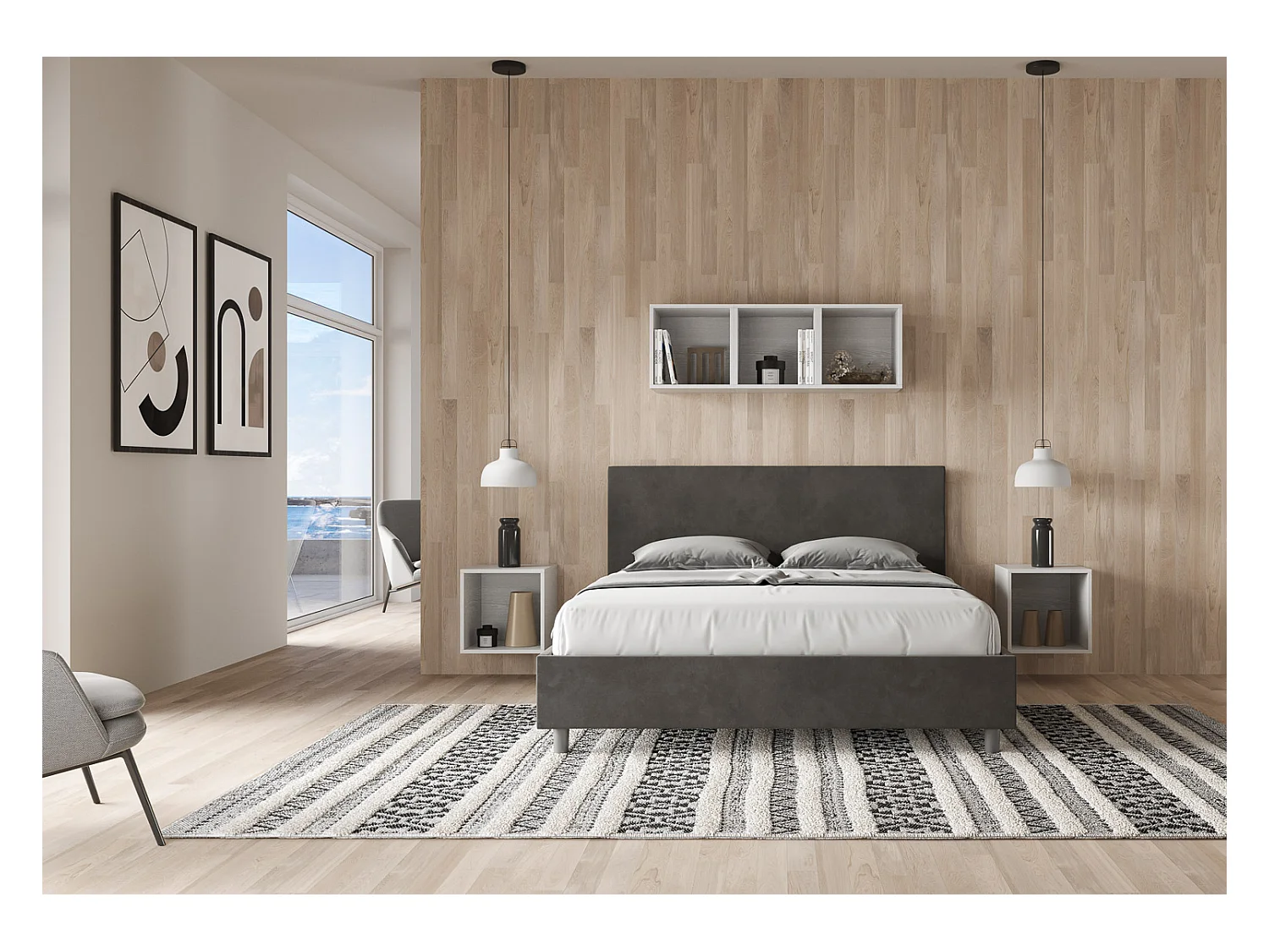 Lit Adele 170x190 sans sommier gris