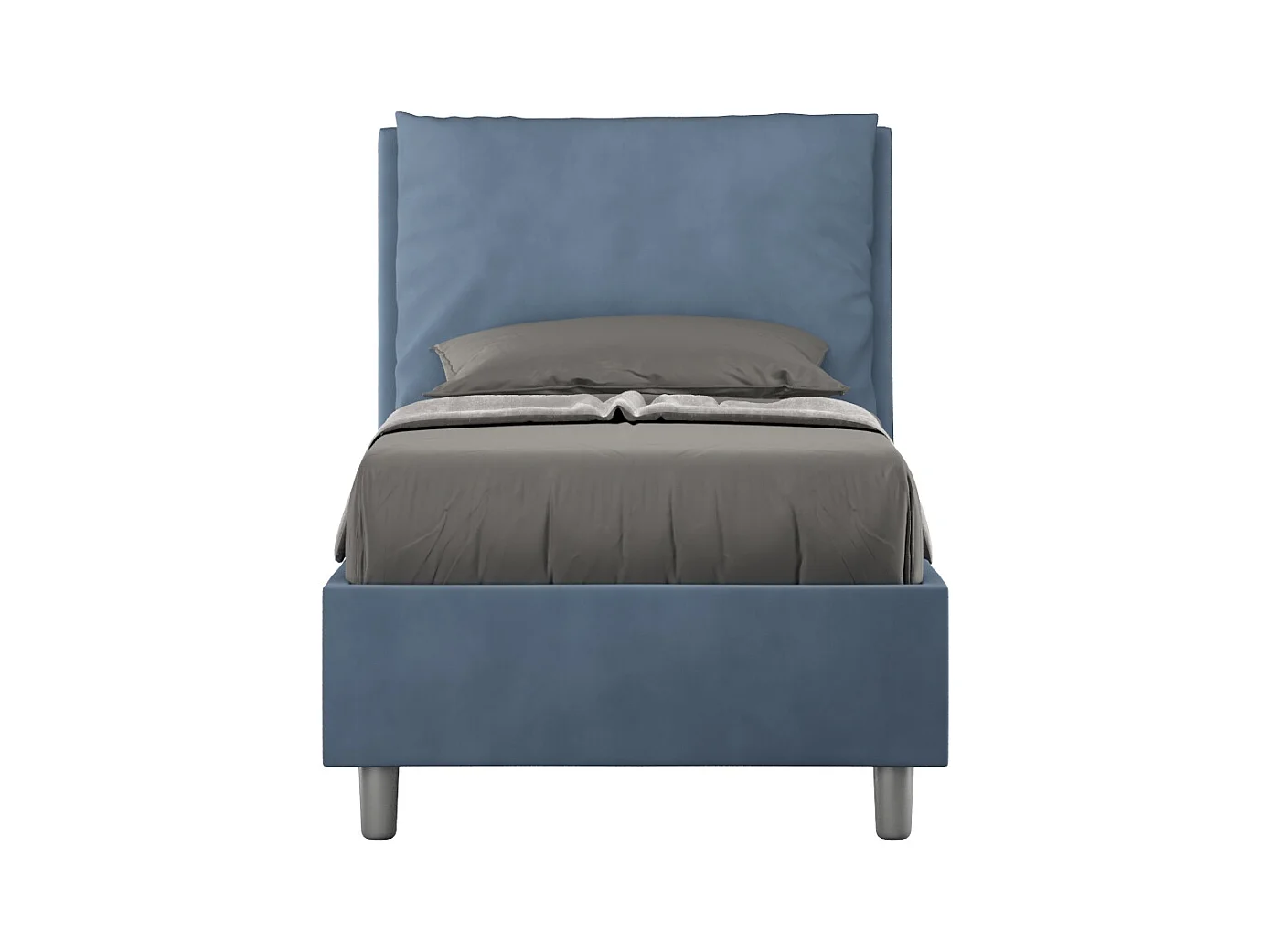 Lit rembourré en microfibre Antea bleu sans sommier 90x210