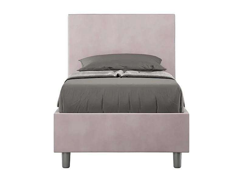 Letto senza rete imbottito 90x200 microfibra glicine Adele