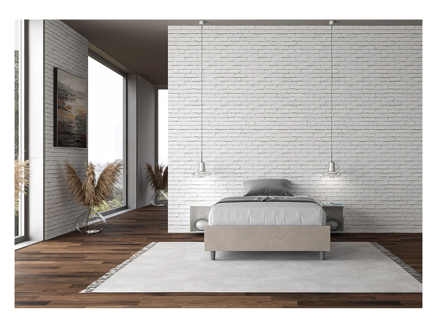 Lit Azelia Sommier 150x190 sans sommier sable