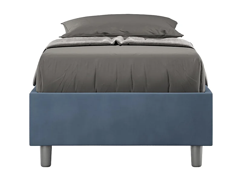 Cama sommier con base acolchada 90x210 Azelia microfibra azul