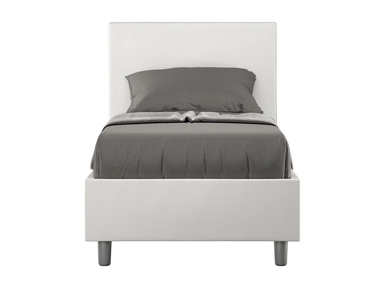 Letto con rete imbottito 80x210 similpelle bianco Adele