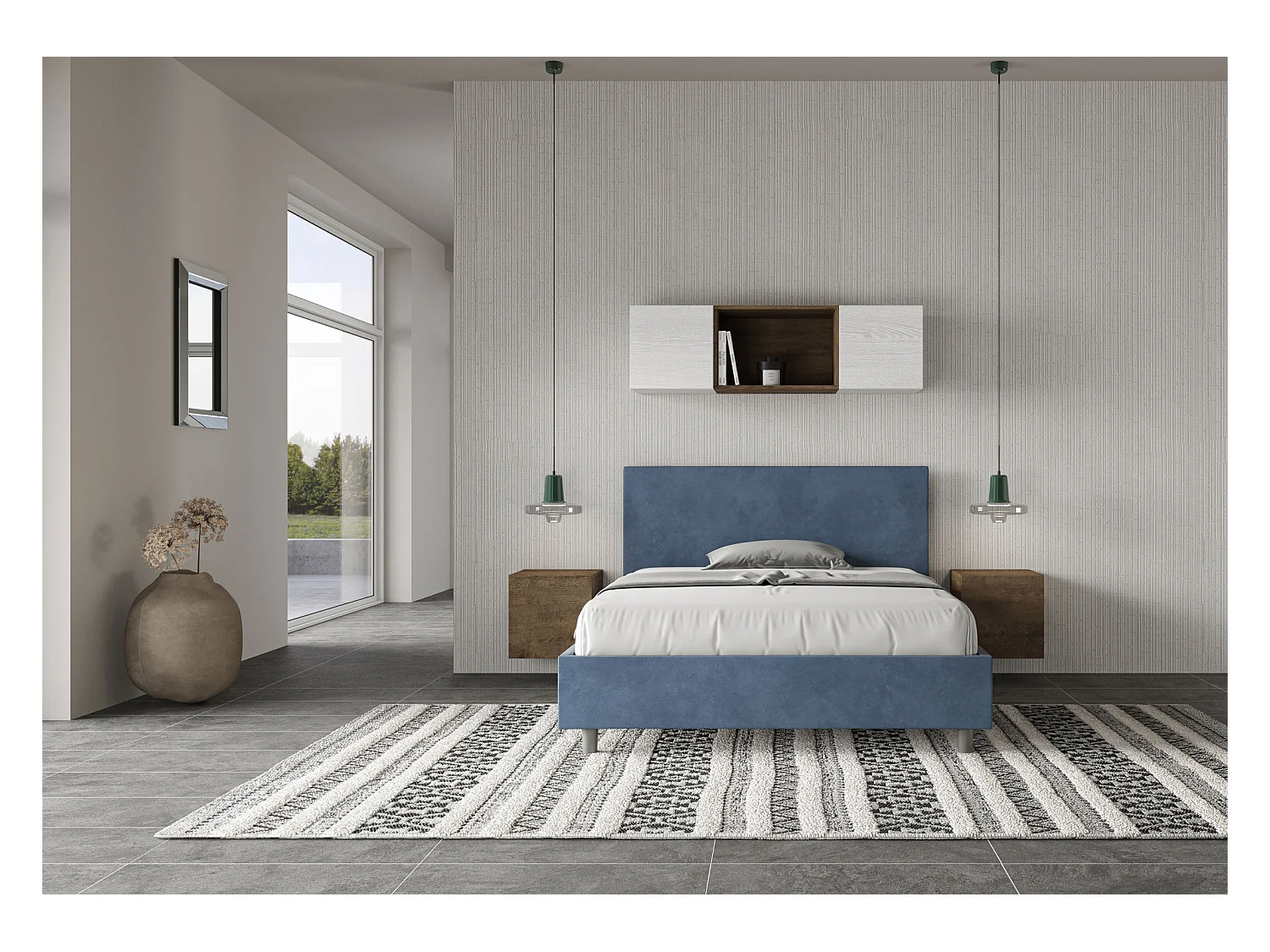 Lit Adele 150x190 avec sommier bleu