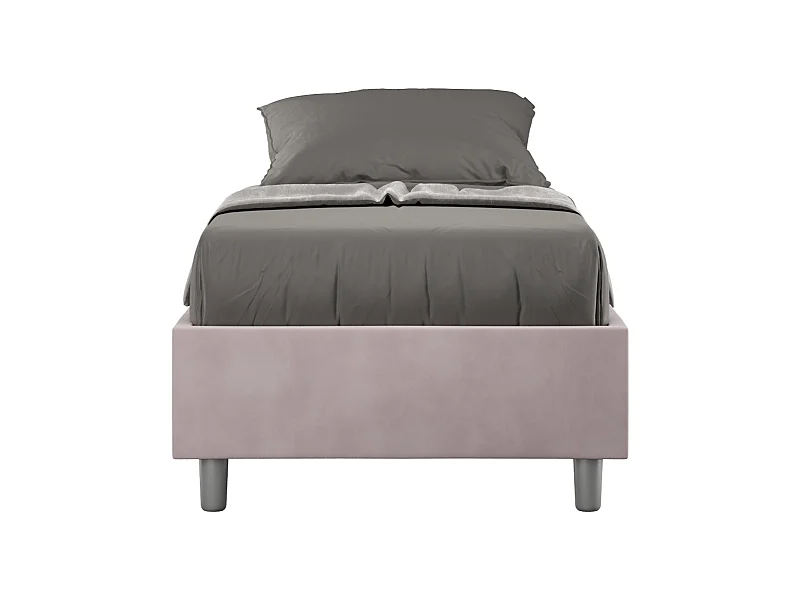 Letto Sommier senza rete imbottito 90x200 microfibra glicine Azelia